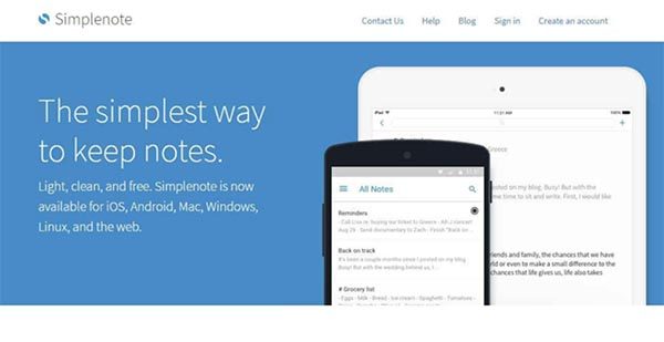 Simplenote tập trung vào nhiệm vụ chính là hỗ trợ ghi chú đơn giản và tiện lợi