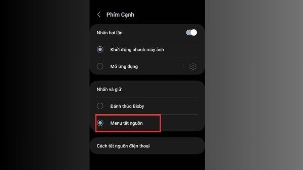 Tùy chỉnh để mở nhanh Menu Tắt nguồn