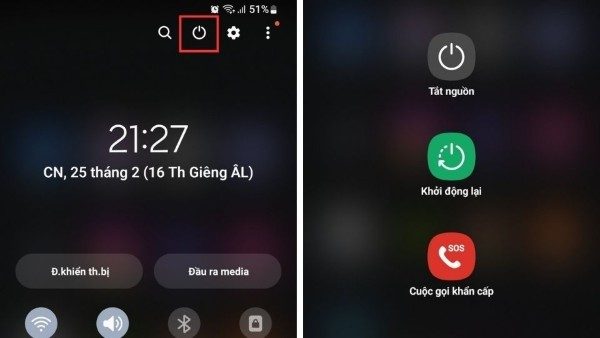 Nhấn biểu tượng nút nguồn và nhấn "Tắt nguồn" để hoàn tất