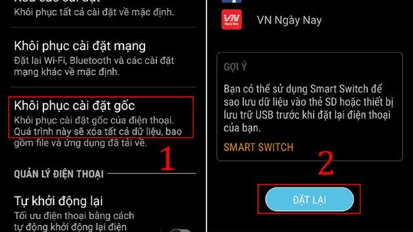 Khôi phục cài đặt gốc để đưa máy về trạng thái ban đầu