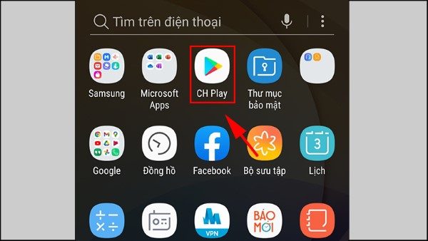 Tìm kiếm ứng dụng muốn đưa ra ngoài màn hình chính