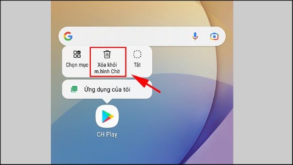 Chọn "Xóa khỏi màn hình chờ"