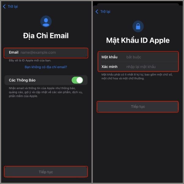 Nhập email đã đăng ký Apple ID
