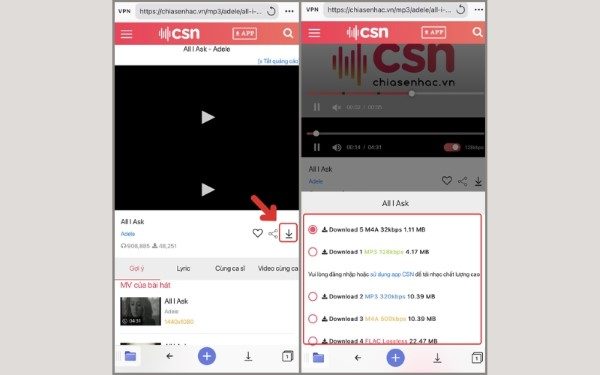 Truy cập các website chia sẻ nhạc
