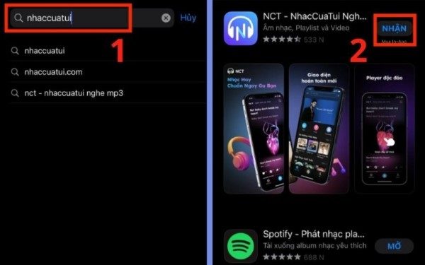 Tải và cài đặt ứng dụng Nhaccuatui